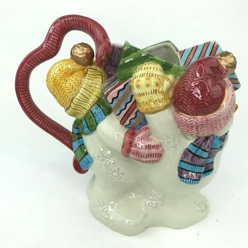 Vtg 1995 Fitz and Floyd Frosty Folks Pitcher Snowman Christmas Presents w/ Box
